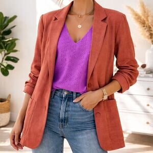 Linen Cotton Blazer XL ANA A New Approach Lightweight Office Jacket NWOT